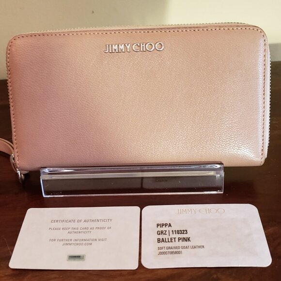 JIMMY CHOO BALLET PINK SOFT GRAINED GOAT LEATHER WALLET - Picture 3 of 15